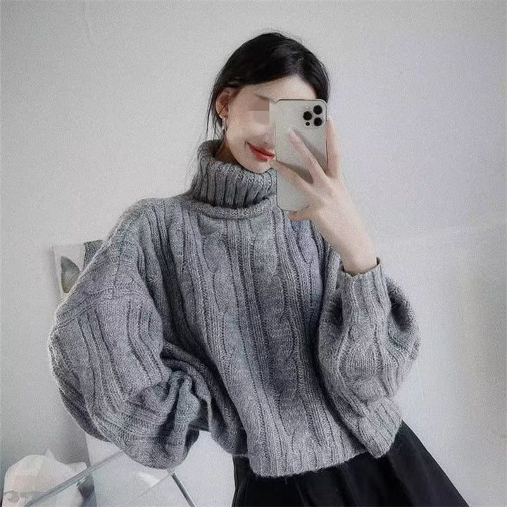 【tops】ハイネックランタンスリーブニットセーター　M17868