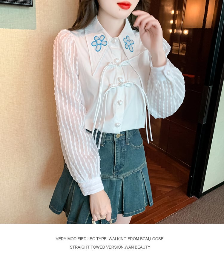 【tops】存在感 スウィートパフスリーブシャツトップス　M17649