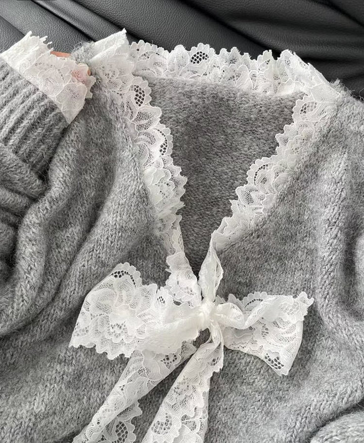 【tops】レース切り替ニットセーター　M27085