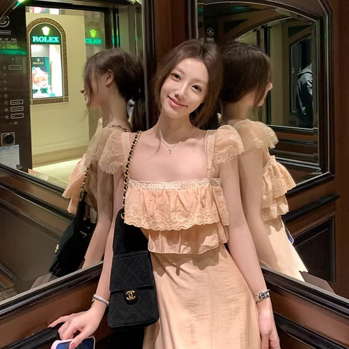 【dress】レースドッキングキャミワンピース Q8033