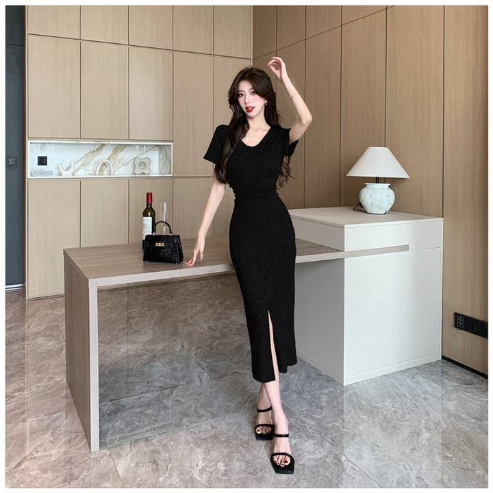 【dress】人気を独占中 ファッションスリットワンピース　M16889