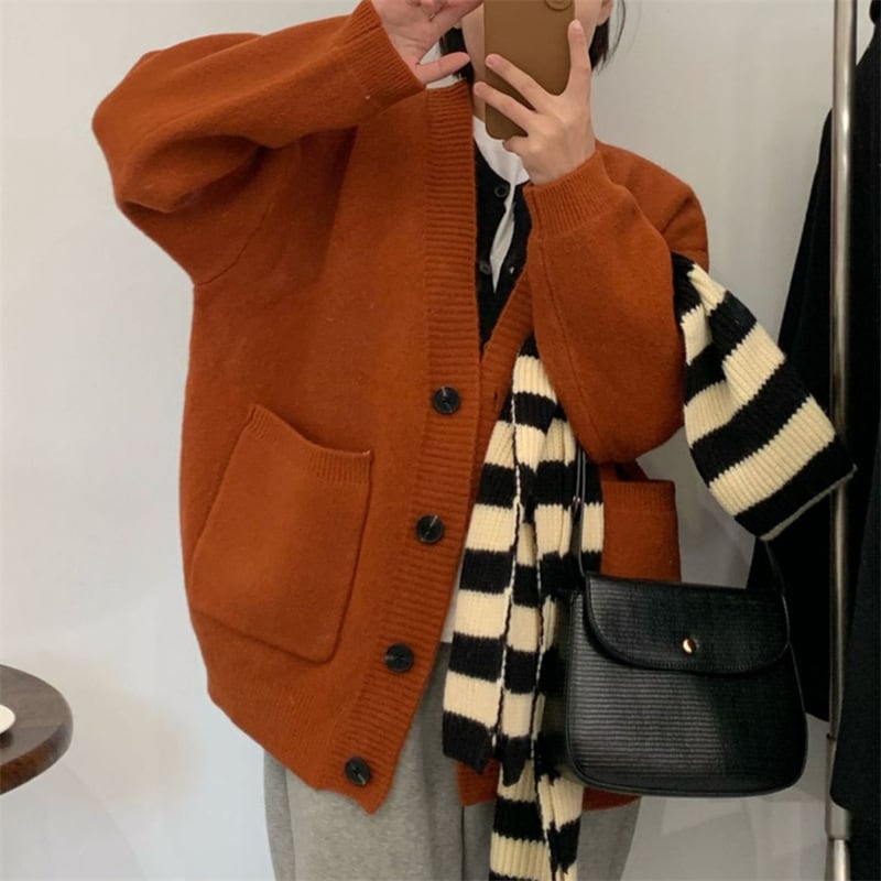 【dress】無地Vネックニットカーディガン　M17703
