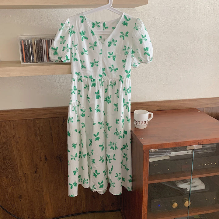 【dress】パフスリーブワンピース　M24628