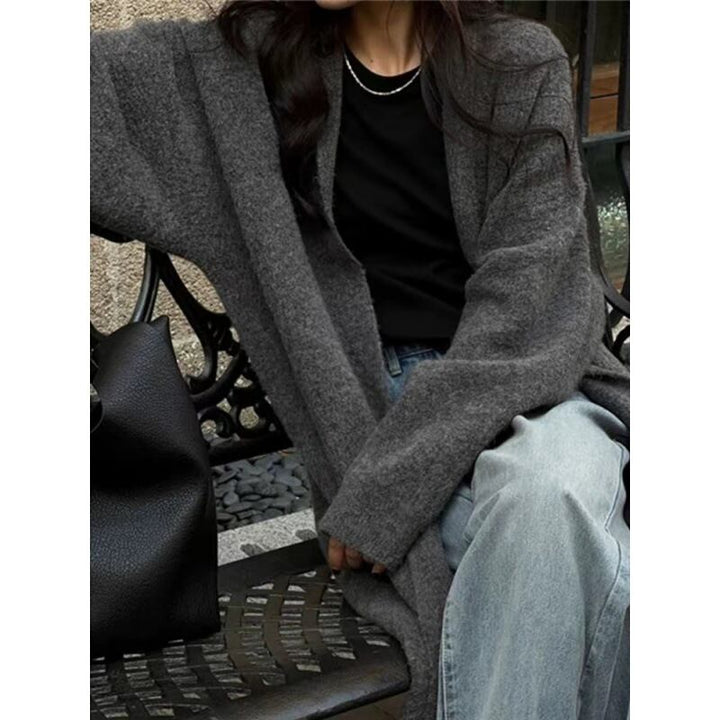 【outer】ロング丈無地ニットカーデ　M18059