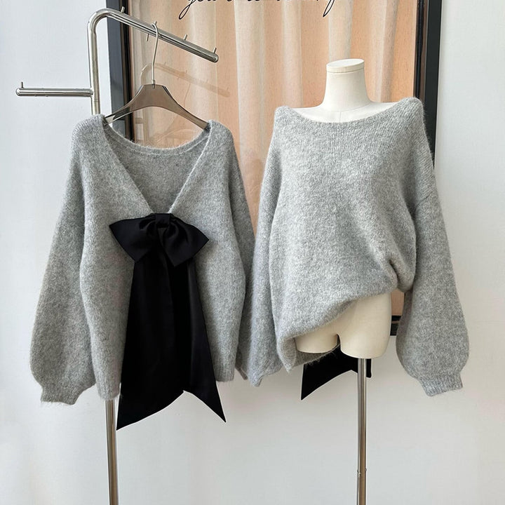 【tops】リボン付きニットセーター　M27023