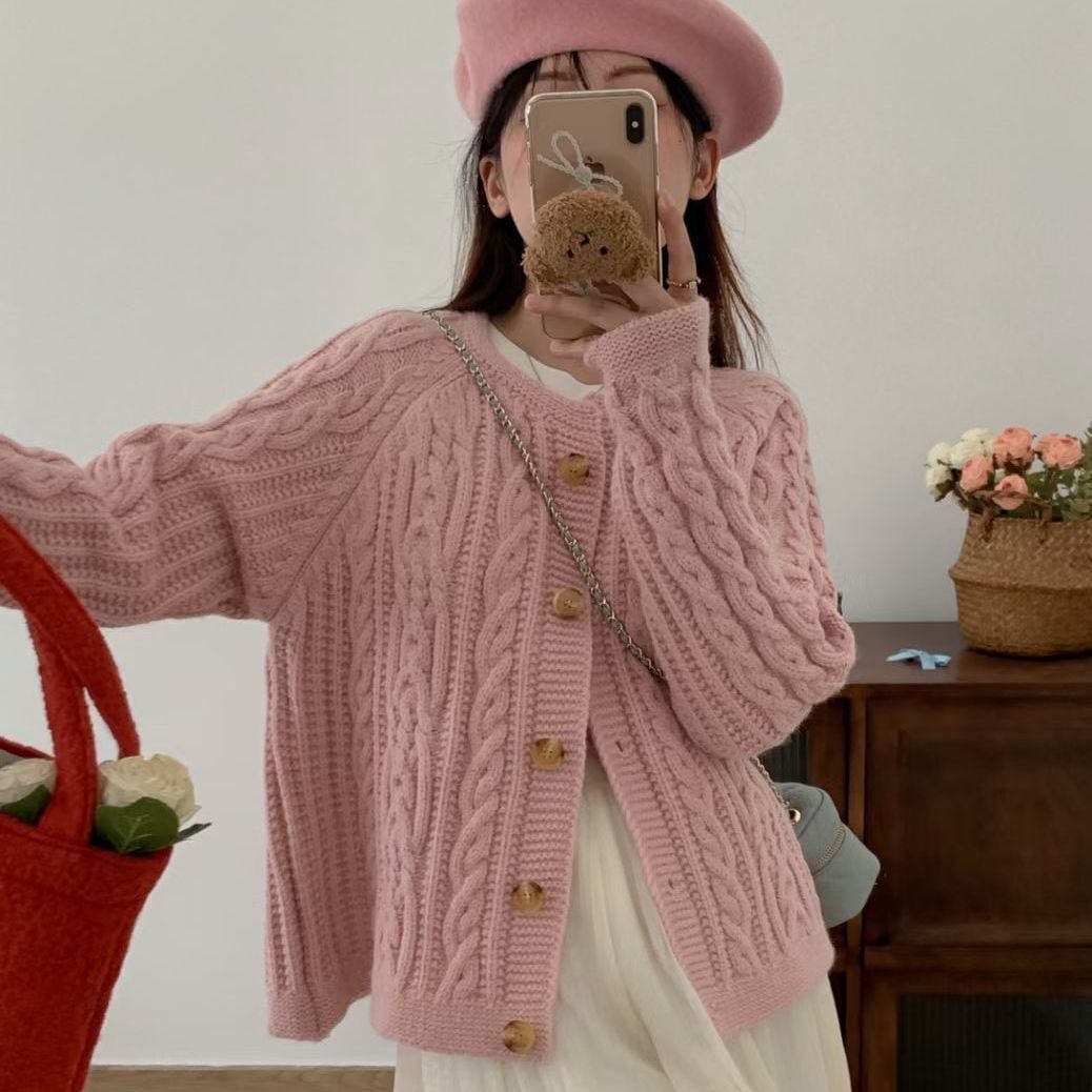 【outer】クルーネックニットカーデ　M18194