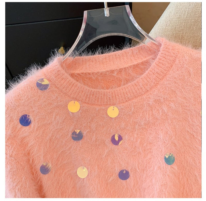 【tops】スパンコールニットセーター　M29308