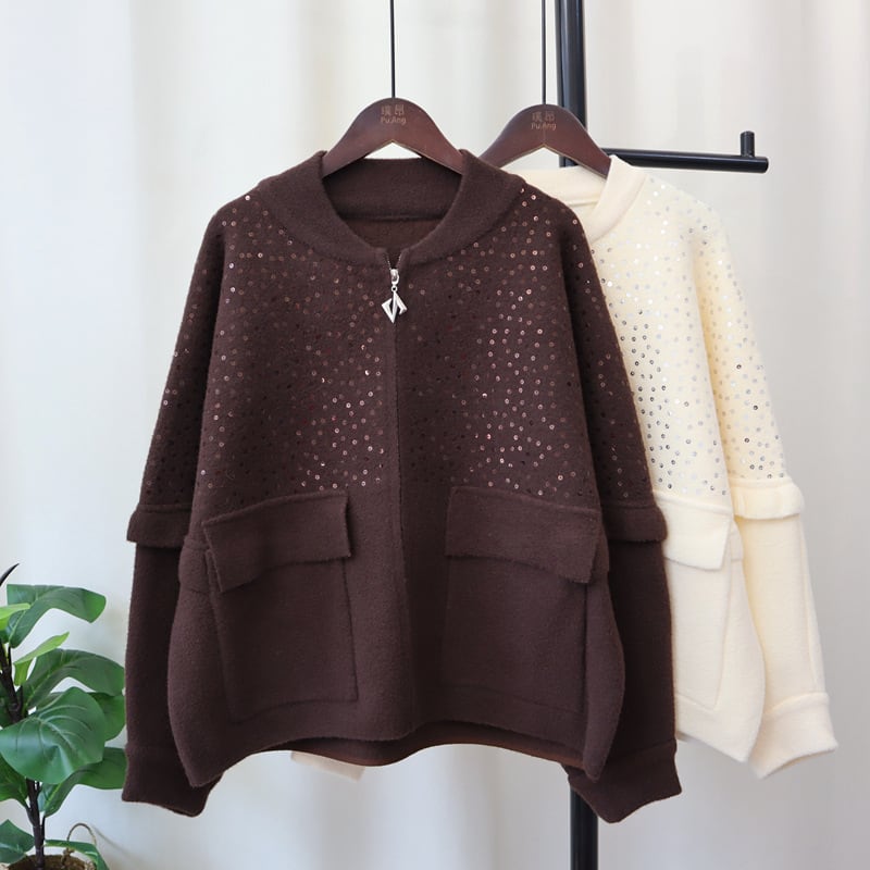 【outer】スパンコールラシャ生地アウター 　M26490