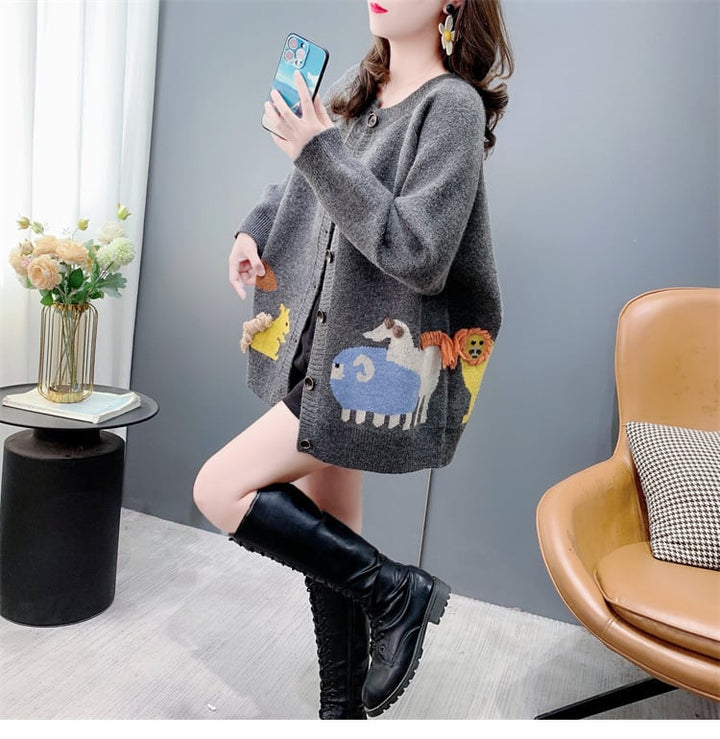 【outer】ジャカードニットカーデ　M27045