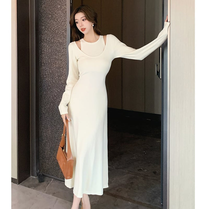 【dress】今季マストバイ切り替えニットワンピース　M17622