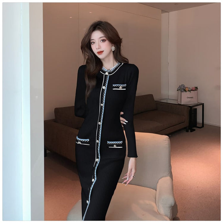 【dress】目立つ！エレガントニットワンピース　M17624