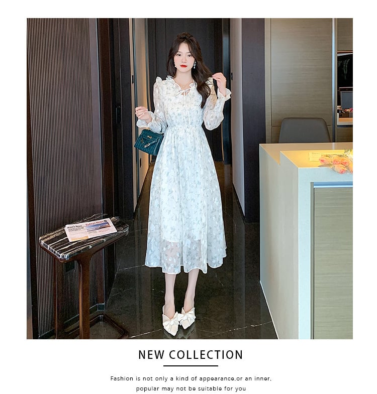 【dress】早い者勝ちVネック一目惚れ清新花柄ワンピース　M17030