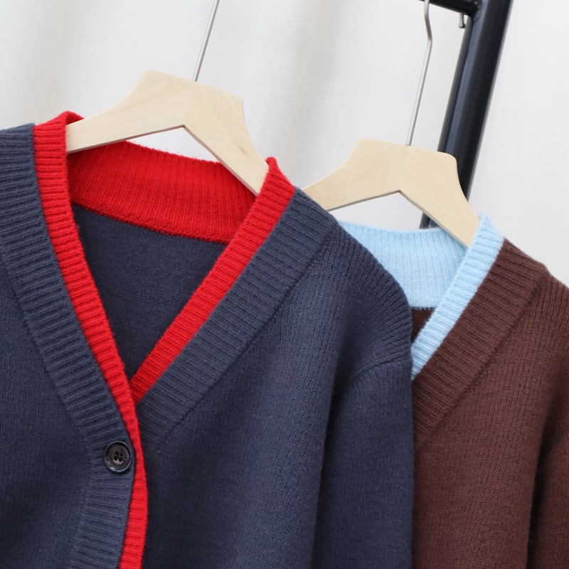 【outer】配色ニットカーデ　M26941