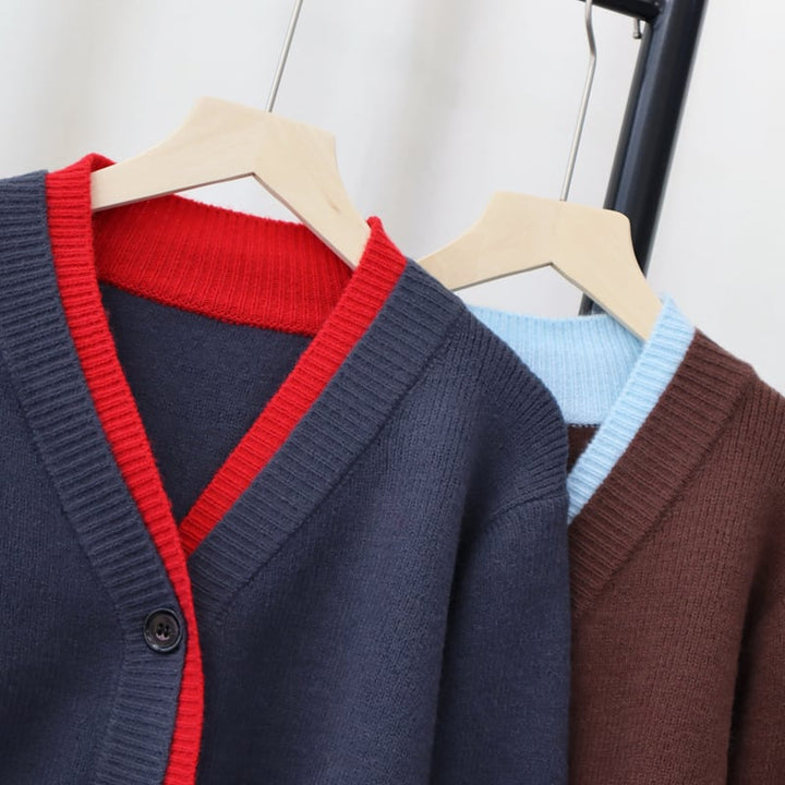 【outer】配色ニットカーデ　M26941