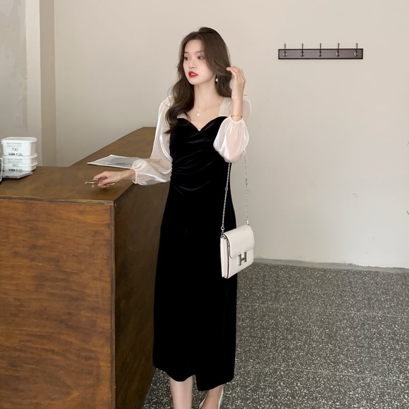【dress】知的で品の良い♡エレガント切り替えワンピース　M17261