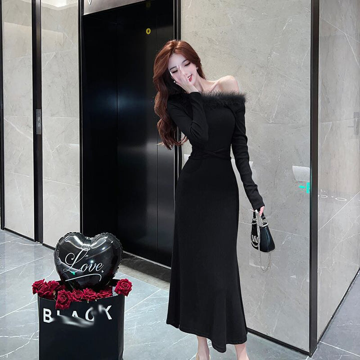 【dress】ファーネックワンピース　M18207