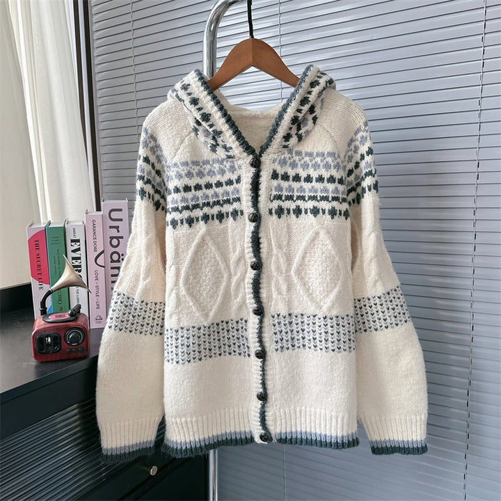【outer】フード付きニットカーデ　M26770