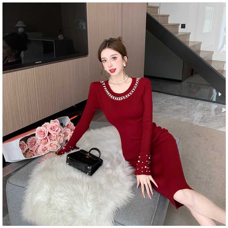 【dress】パールニットワンピース　M27070