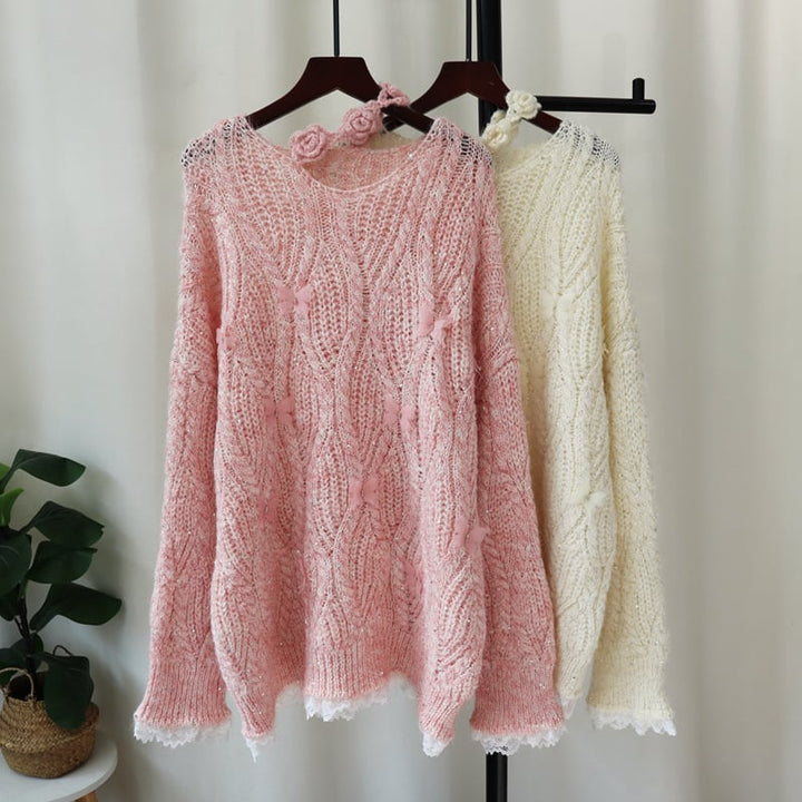 【tops】立体フラワーニットセーター　M28078