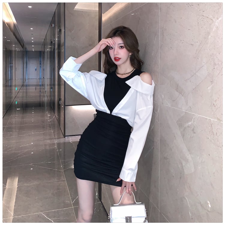 【dress】人気を独占中 ファッション切り替えワンピース　M17637
