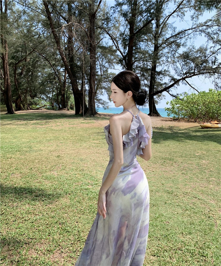 【dress】フリルプリントワンピース　M25208