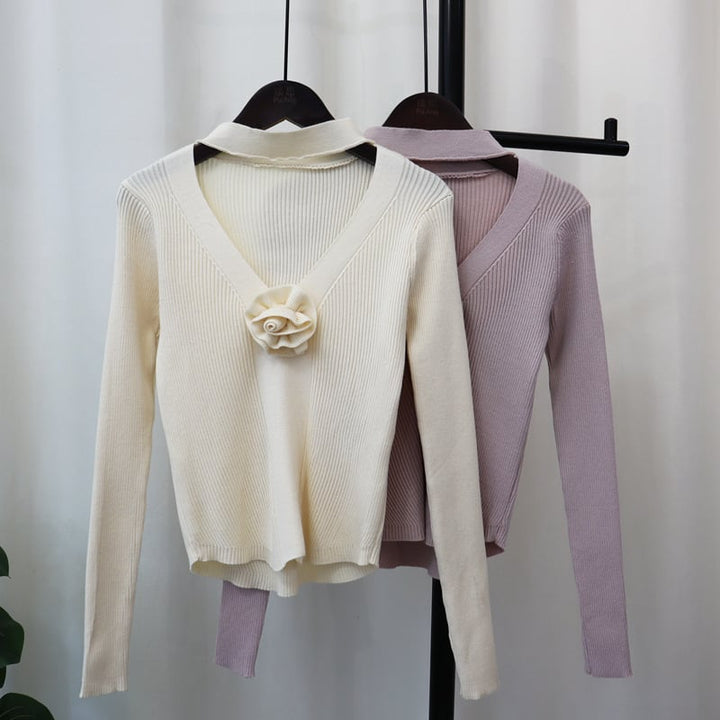 【tops】立体フラワーニットセーター　M25701
