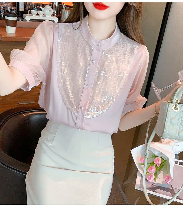 【tops】存在感 スウィートオシャレシャツトップス　M16788