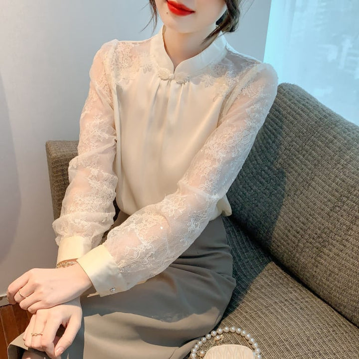 【tops】今季マストバイエレガントレースシャツトップス　M16981