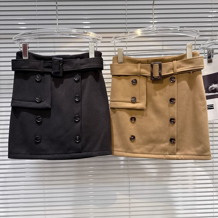 【bottoms】ベルト付きラシャショートパンツ Q7450