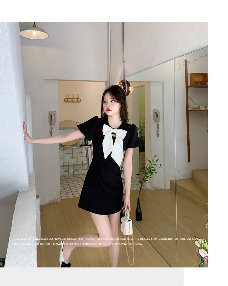 【dress】人気アイテム ! リボン付きデートワンピース　M17233