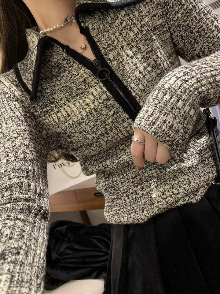 【tops】ファスナーニットトップス　M26552
