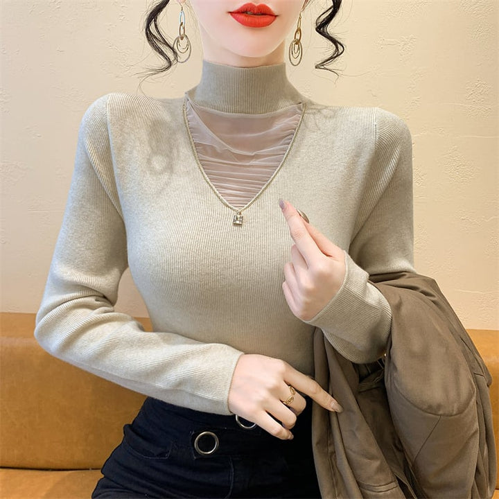 【tops】チュールドッキングニットトップス　M27626