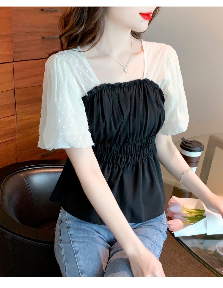 【tops】好感度UPエレガント切り替えトップスオシャレ　M17107