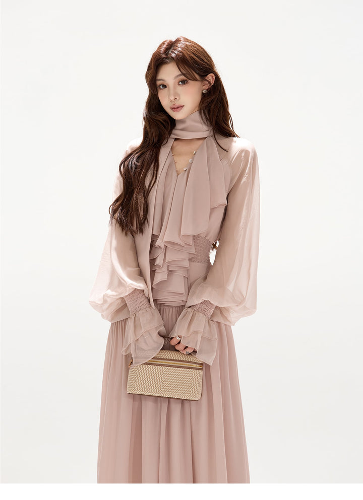 【dress】ボウタイロングワンピース　N3492