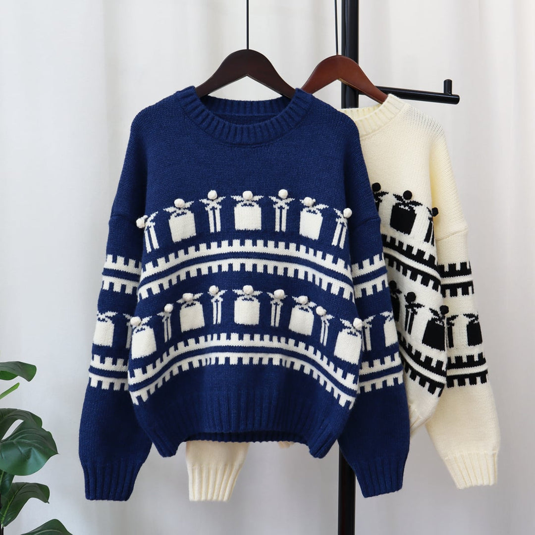 【tops】クルーネックニットセーター　M18342