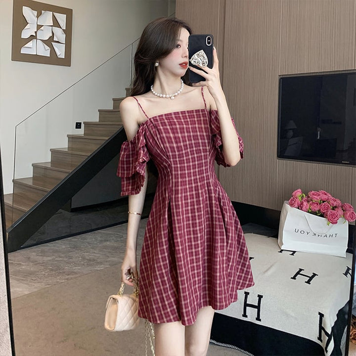 【dress】チェック柄ワンピース　M22606