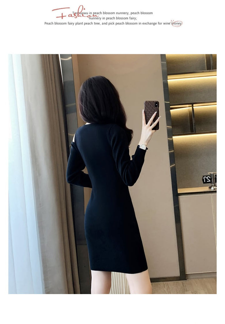 【dress】オフショルダーニットワンピース　M18266