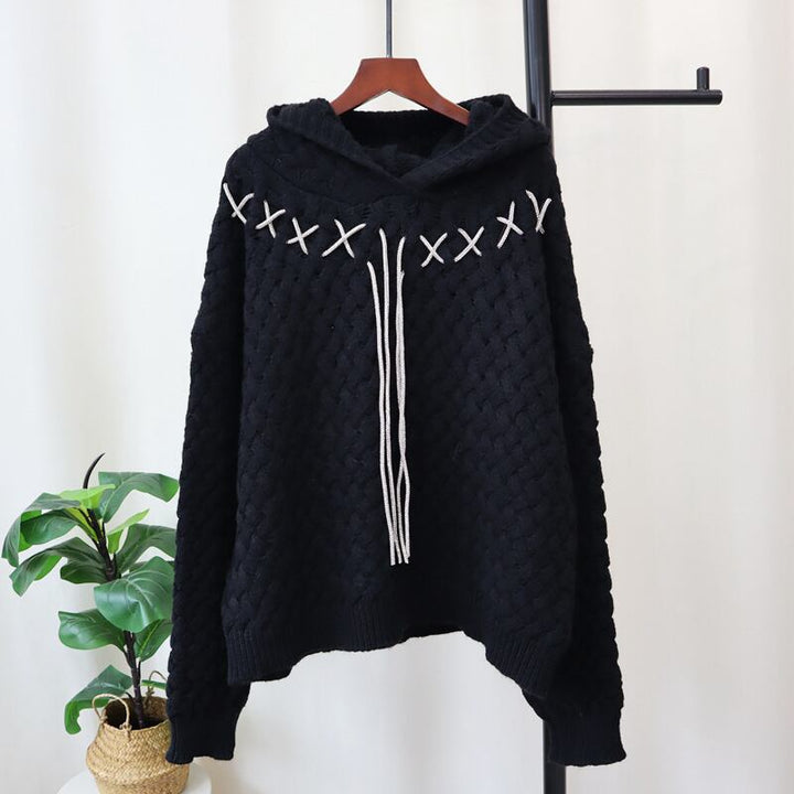 【tops】フード付きニットセーター　M28599