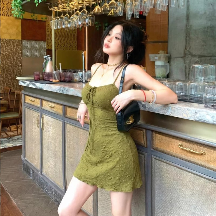 【dress】リボン付きキャミワンピース Q8327