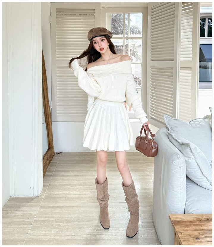 【dress】ボートネックニットワンピース　M27486