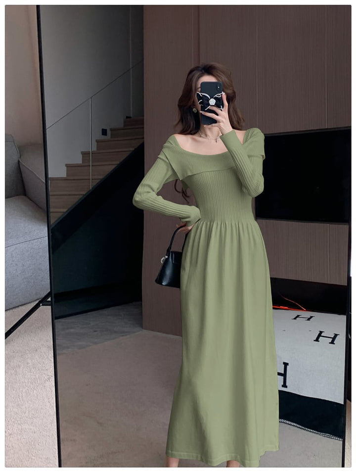 【dress】無地ニットワンピース　M17975