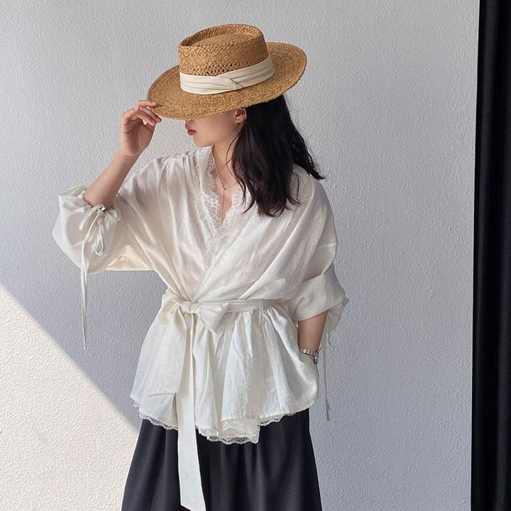 【tops】レースドッキングトップス Q8244