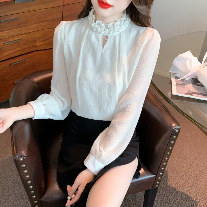 【tops】スタンドネックシャツトップス　M18351