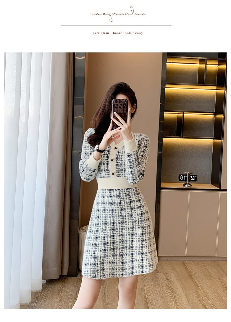 【dress】大人らしい エレガントニットワンピース着瘦せ　M17471