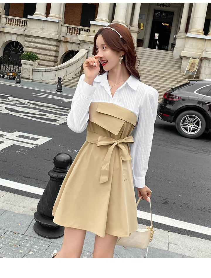 【dress】目立つ！エレガント切り替えワンピース着瘦せ　M17186