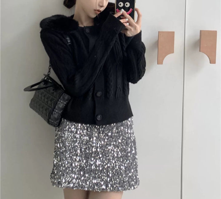 【outer】ファーニットカーデ　M26201