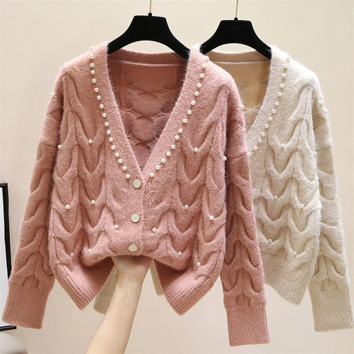【outer】パールVネックニットカーディガン　M17941