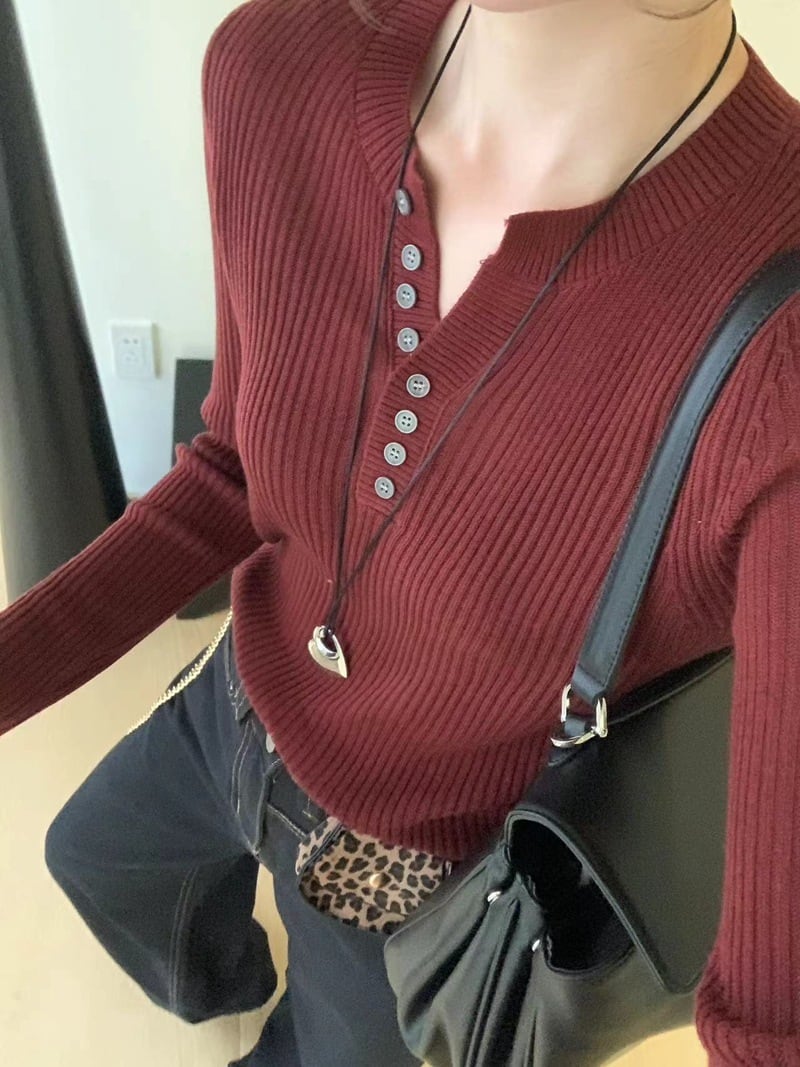 【tops】Vネックニットトップス　M26791
