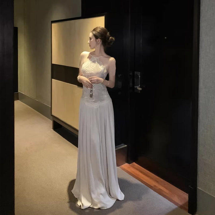 【dress】レースドッキングロングキャミワンピース Q8396
