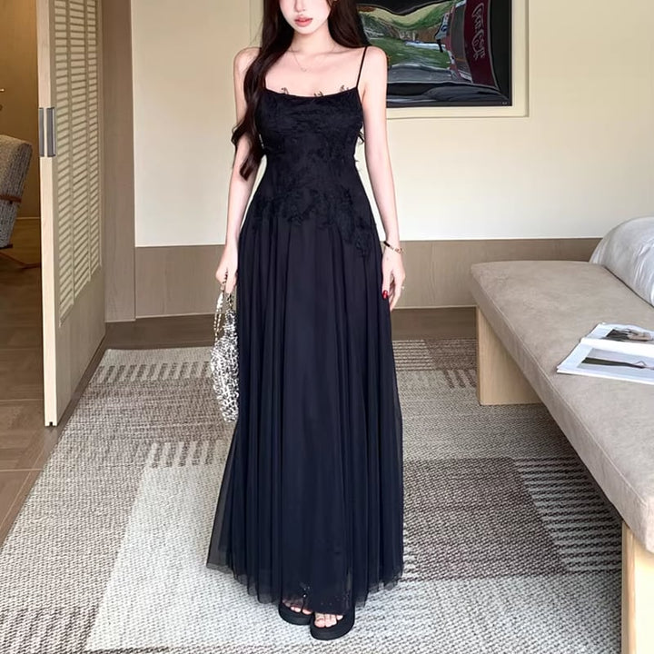 【dress】レースロングキャミワンピース Q8208